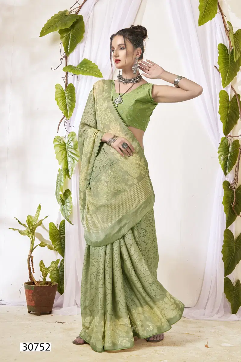 Nargis By Vallabhi Brasso Floral Printed Saree Wholesale Price In Surat